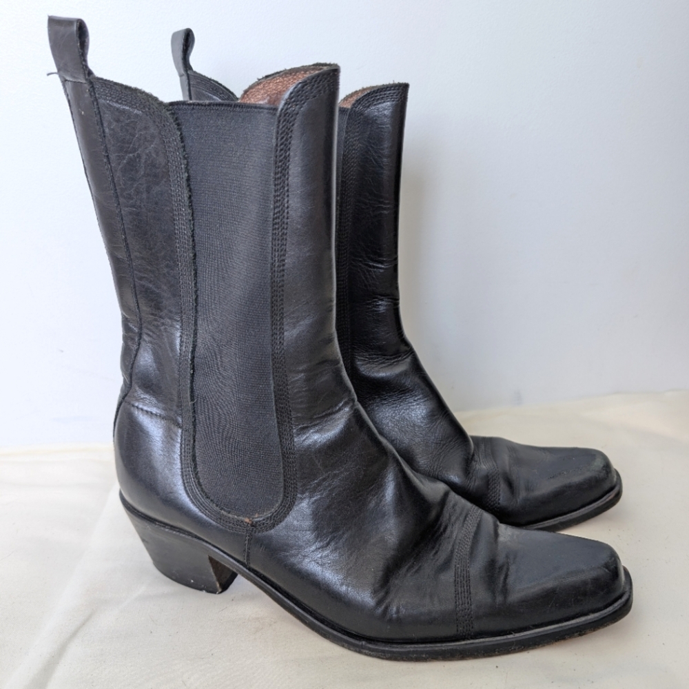 Vintage Guess Leather Women's Western Chelsea Boots Sz 8.5 Made In Spain